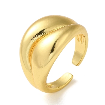 Rack Plating Brass Open Cuff Rings for Women, Real 18K Gold Plated, US Size 8 1/2(18.5mm)