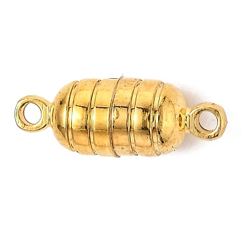 Brass Magnetic Clasps with Loops, Oval, Golden, 15.5x5.5mm, Hole: 1.5mm