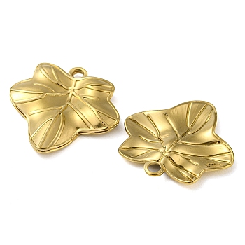 Ion Plating(IP) 304 Stainless Steel Pendants, Real 18K Gold Plated, Leaf, 31.5x31x3.5mm, Hole: 3mm