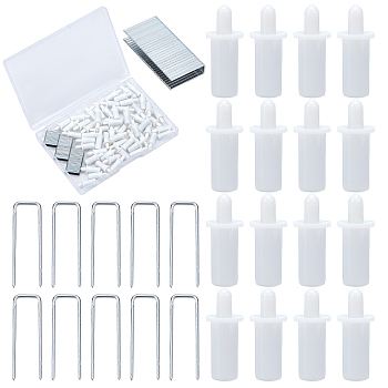 3 Sets POM(Polyoxymethylene) Vertical Blind Bolts, with Iron Nails, Blind Repair Accessories, White, Bolt: 20.5x8.5mm, nail: 28x15x5mm