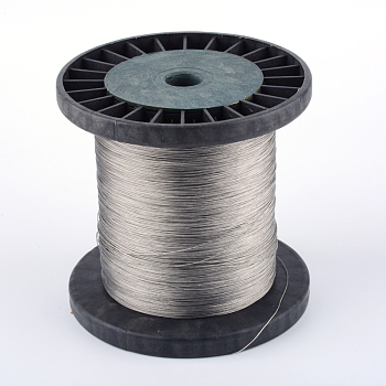 Tiger Tail Wire,201 Stainless Steel Wire,with Random Spool, Stainless Steel Color, 23 Gauge, 0.6mm, about 500m/500g