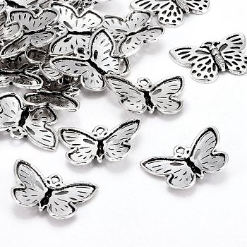 Tibetan Style Alloy Pendants, Cadmium Free & Nickel Free & Lead Free, Butterfly, Antique Silver, 17x25x3mm, Hole: 2mm