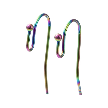 Ion Plating(IP) 316 Stainless Steel Earring Hooks, Ear Wire, Rainbow Color, 21x12x2mm, 20 Gauge, Pin: 0.8mm