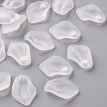 Transparent Frosted Acrylic Pendants, Petaline, White, 24x17x4mm, Hole: 1.8mm