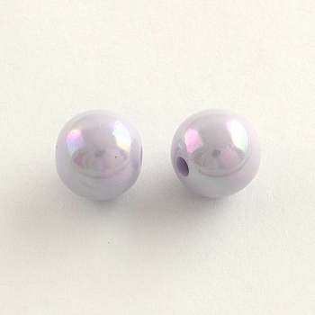 AB Color Plated Acrylic Round Beads, Lilac, 10x9mm, Hole: 2mm, about 910pcs/500g