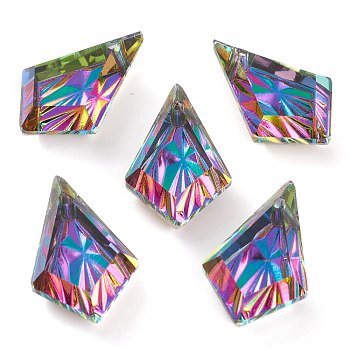 Embossed Glass Rhinestone Pendants, Faceted, Kite, Volcano, 19x12x5.5mm, Hole: 1.2mm