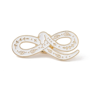Snake Enamel Pin, Gold Plated Alloy Badge for Backpack Clohtes, White, 17.5x38x1.5mm