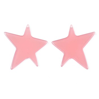 Translucent Cellulose Acetate(Resin) Pendants, Solid Color, Star, Salmon, 41.5x40x2.5mm, Hole: 1mm