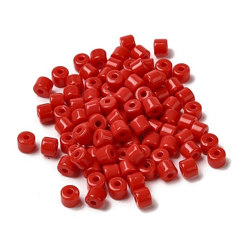 Opaque Acrylic Beads, Column, Red, 6.5x5mm, Hole: 2.2mm