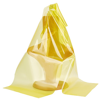 Transparent TPU Soft Waterproof Fabric, for Raincoat Bag Translucent Table Cloth Making, Gold, 289x1240x0.2mm