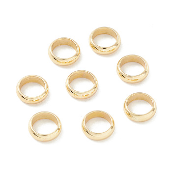 201 Stainless Steel European Large Hole Beads, Spacer Beads, Flat Round/Ring, Real 18K Gold Plated, 8x2.5mm, Hole: 6mm