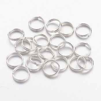 Iron Split Rings, Double Loops Jump Rings, Cadmium Free & Lead Free, Silver Color Plated, 8x1.4mm, about 6.6mm inner diameter, about 7000pcs/1000g