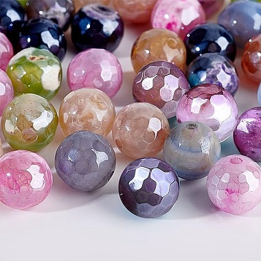 Olycraft 160Pcs 8 Colors Electroplate Natural Agate Beads Strands(G-OC0003-15)-4