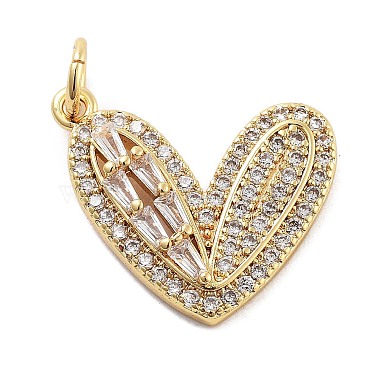 Golden Clear Heart Brass+Cubic Zirconia Pendants