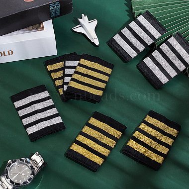 4 Pairs 2 Colors Stripe Pattern Polyester Epaulettes(FIND-GA0003-48)-4