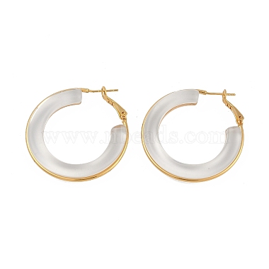 Brass with Transparent Resin Hoop Earrings(EJEW-Q391-27G)-2