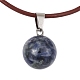 Natural Blue Spot Jasper Round Pendant Necklaces(NJEW-JN04478-03)-1