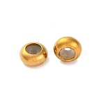 Ion Plating(IP) 202 Stainless Steel Beads, with Rubber Inside, Slider Beads, Rondelle, Golden, 6x3mm, Hole: 1.5mm(STAS-P238-10G-C)