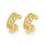 Rack Plating Brass Cuff Earrings, Cadmium Free & Lead Free, Long-Lasting Plated, Hollow Lace, Real 18K Gold Plated, 13x6mm(EJEW-C102-06G)