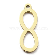 Ion Plating(IP) 316L Surgical Stainless Steel Pendants, Laser Cut, Infinity Charm, Real 18K Gold Plated, 20x7x1mm, Hole: 1.2mm(STAS-M317-22G)