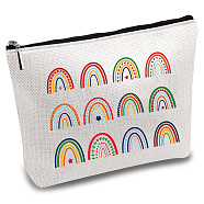 Polycotton Custom Canvas Stroage Bags,  Metal Zipper Pouches, Rectangle with Pattern, Rainbow, 18x25cm(ABAG-WH0029-055)