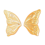 Natural Yellow Shell Carved Pendants, Butterfly Wing Charms, Gold, 20x11.5x2mm, Hole: 1mm(SSHEL-C012-17)