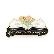 Reading Theme Zinc Alloy Enamel Pins, Word Just One More Chapter Brooch for Backpack Clothes, Flower, 15.7x30.4x1.5mm(JEWB-K001-02C-G)