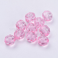 Transparent Acrylic Beads, Faceted, Round, Pink, 16x15.5mm, Hole: 2.4mm, about 233pcs/500g(TACR-Q257-16mm-V03)
