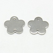 304 Stainless Steel Links connectors, Flower, Stainless Steel Color, 13x13x1mm, Hole: 0.5mm(STAS-K003-03A)