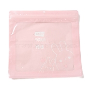 Rectangle Plastic Packaging Zip Lock Bags, Rabbit Print Top Self Seal Pouches, Pink, 24.8x26x0.01~0.15cm, Unilateral Thickness: 2.5 Mil(0.065mm)(X1-OPP-D004-03A)