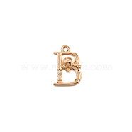 Brass Micro Pave Cubic Zirconia Charms, Long-plating, Letter, Letter.B, 16x11x3mm, Hole: 1.5mm(KK-TAC0004-04B)