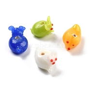 Handmade Lampwork Beads, Mouse, Mixed Color, 14.5~19x11~12x12~13mm, Hole: 1.6~1.9mm(LAMP-I024-40)
