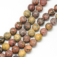 Natural Leopard Skin Jasper Bead Strands, Round, 8~9mm, Hole: 1mm, about 46pcs/strand, 15.3 inch(G-R345-8mm-30)