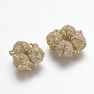 Alloy Rhinestone Magnetic Clasps with Loops, Oval, Golden, 16x10mm, Hole: 1.5mm(X-RB-H116-2-G)