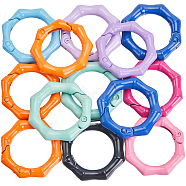 16Pcs Spray Painted Alloy Spring Gate Ring, Octagon, Mixed Color, 31x6mm(FIND-SC0012-72)