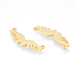 201 Stainless Steel Connector Charms, Wing, Real 18K Gold Plated, 9x28x1mm, Hole: 1.5mm(STAS-N090-LA996-2)