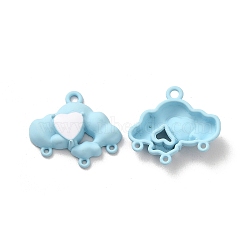 Alloy Chandelier Component Links, Spray Painted, Lead Free & Cadmium Free, Cloud with Heart, Blue, 19x21x4.5mm, Hole: 1.8mm(PALLOY-K001-065-03)