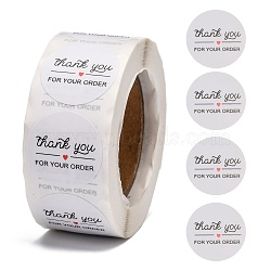 1 Inch Thank You Adhesive Label Stickers, Decorative Sealing Stickers, for Christmas Gifts, Wedding, Party, White, 25mm, about 500pcs/roll(DIY-J002-C03)