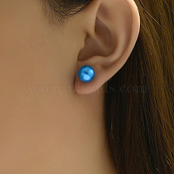 Light Blue Plastic Pearl-like Women's Stud Earrings for Fashionable Casual Commute, Round(WL1916)