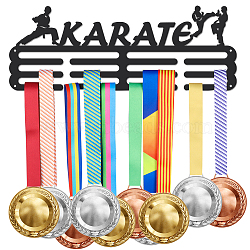 Sports Theme Iron Medal Hanger Holder Display Wall Rack, with Screws, Karate Pattern, 150x400mm(ODIS-WH0021-654)