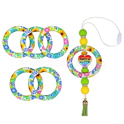 5Pcs Ring Food Grade Eco-Friendly Silicone Beads, Chewing Beads For Teethers, DIY Nursing Necklaces Making, Colorful, 65x9.5mm, Hole: 3mm, Inner Diameter: 44mm(JX893M)