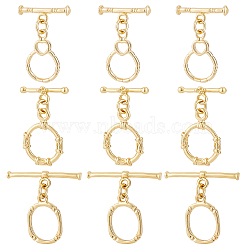 BENECREAT 18 Sets 3 Style Brass Toggle Clasps, with Jump Rings, Long-Lasting Plated, Mixed Shapes, Real 18K Gold Plated, 6 sets/style(KK-BC0004-79)