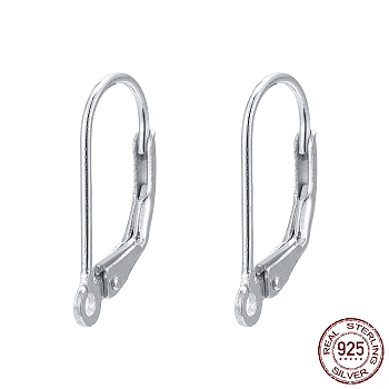 925 Sterling Silver Leverback Earrings Findings, Silver, 16x10x2mm, Hole: 1mm