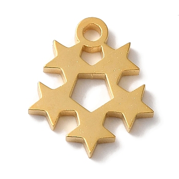 PVD Vacuum Plating 304 Stainless Steel Charms, Laser Cut, Star CharmsCharms, Golden, 10x9x1mm, Hole: 1.2mm