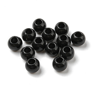 Opaque Acrylic Beads, Flat Round, Black, 6x5mm, Hole: 2.5mm, 5600pcs/500g
