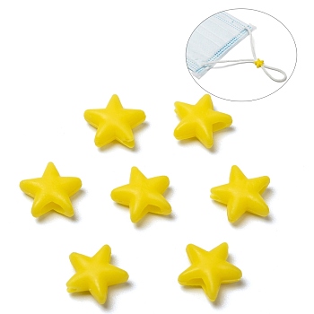 Star PVC Plastic Cord Lock for Mouth Cover, Anti Slip Cord Buckles, Rope Adjuster, Yellow, 10.5x10.5x4mm, Hole: 2.5x4mm