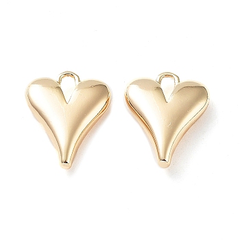 Rack Plating Brass Charms, Heart Charm, Real 18K Gold Plated, 14x11x4mm, Hole: 3.5x1.7mm