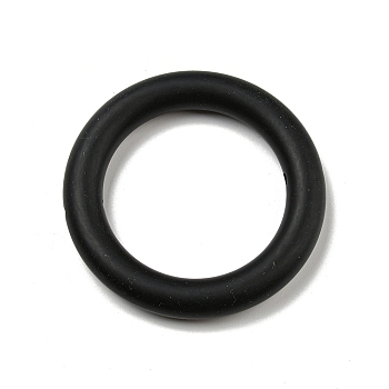 Ring Silicone Beads, Chewing Beads For Teethers, DIY Nursing Necklaces Making, Black, 65x10mm, Hole: 3mm, Inner Diameter: 46mm
