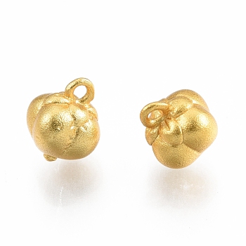 Brass Charms, Cadmium Free & Nickel Free & Lead Free, Persimmon, Golden, 8x7x7mm, Hole: 1.2mm