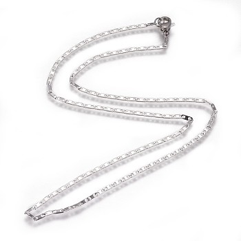 304 Stainless Steel Mariner Link Chain Necklaces, with Lobster Claw Clasps, Unwelded, Stainless Steel Color, 15.9 inch(40.5cm), 2mm